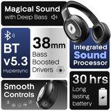 Leaf Bass Wireless Headphones (Carbon Black)