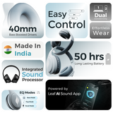 LEAF BASS PRO WIRELESS HEADPHONES (AQUA GREY)
