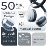 Leaf Bass Pro Wireless Headphones (Aqua Grey)