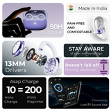 Leaf Buds Air Open-Ear Wireless Earbuds (Lavender)