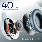Leaf Bass Pro Wireless Headphones (Aqua Grey)